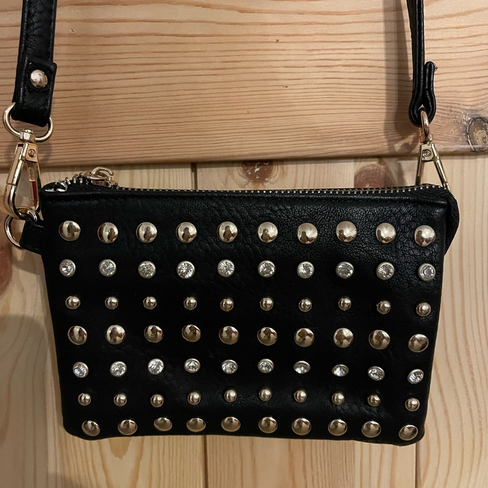 Charming Charlie Studded Black Leather Bag